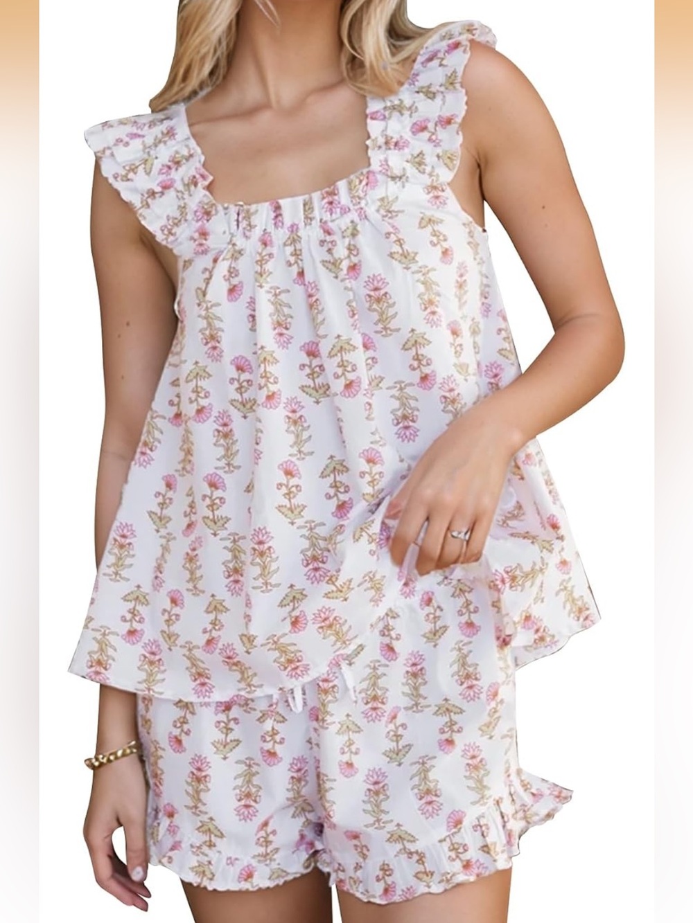 White Floral PJ Set *NEVER WORN